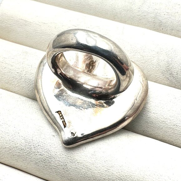 Isreal Sterling Silver Large Heart Ring Size 7 Weight 10 Grams Best Gift for Her - Picture 3 of 4